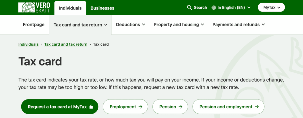 フィンランドVero Taxカード