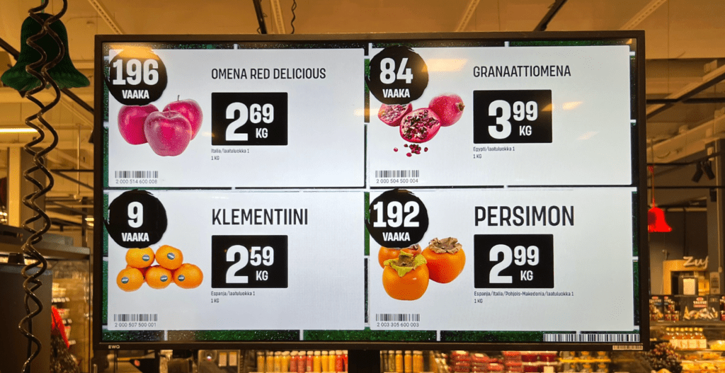 フィンランドスーパー　野菜＆フルーツ量り売り　Vaaka